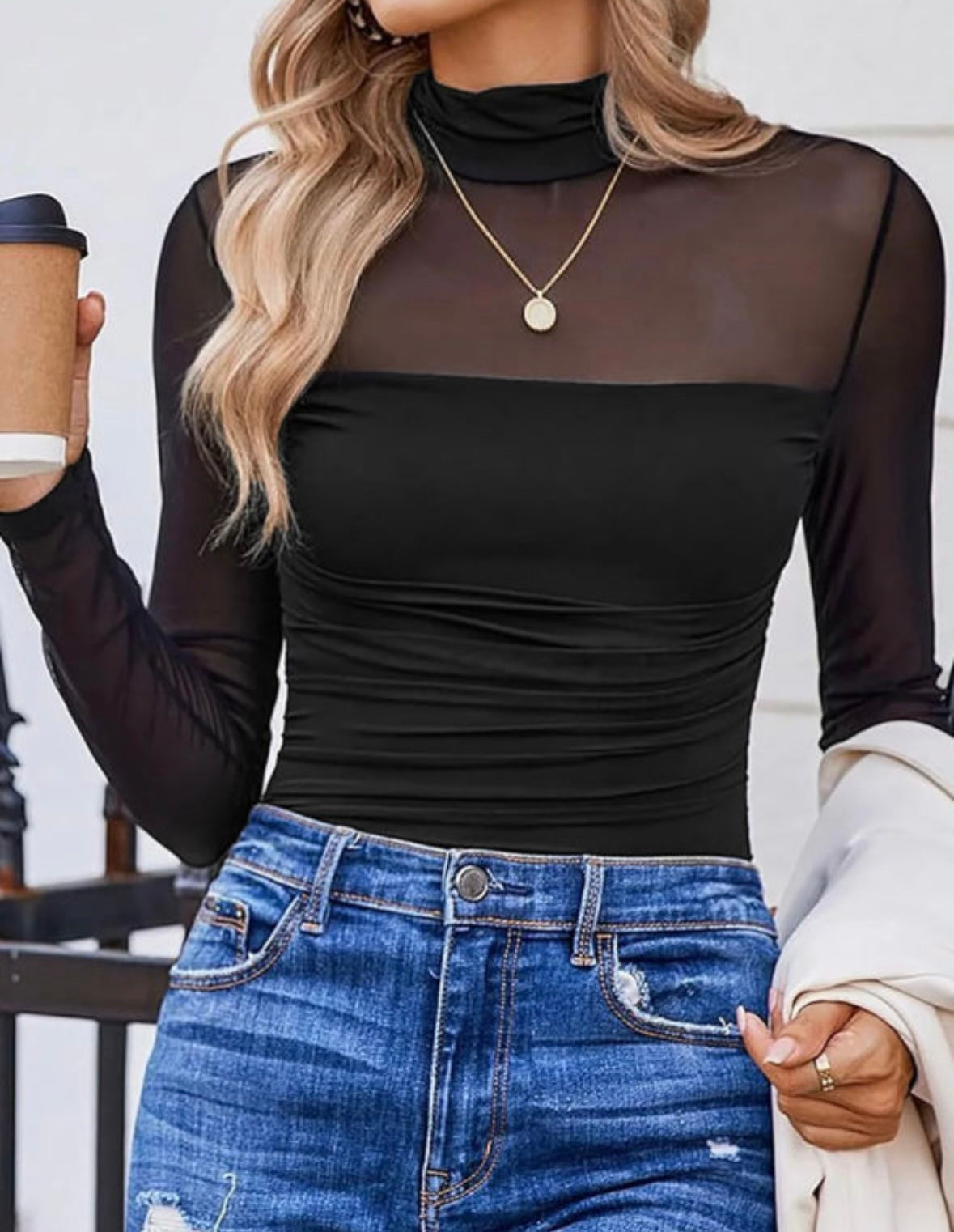 Black Sheer Mesh Top