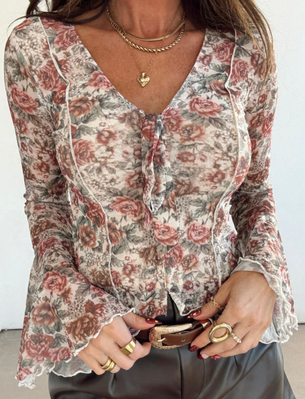 Floral Bell Sleeve Blouse