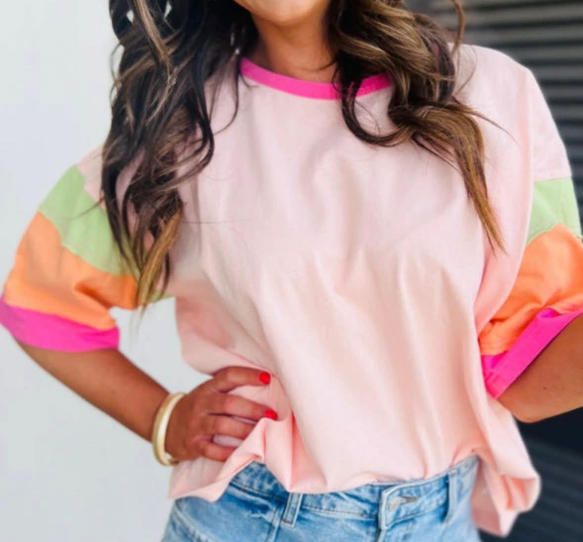 Pink Colorblock Top