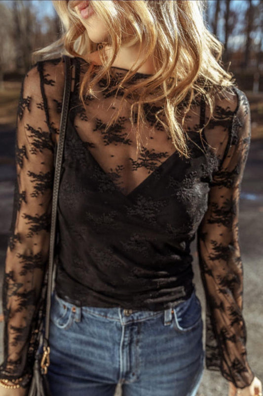 Black mesh top