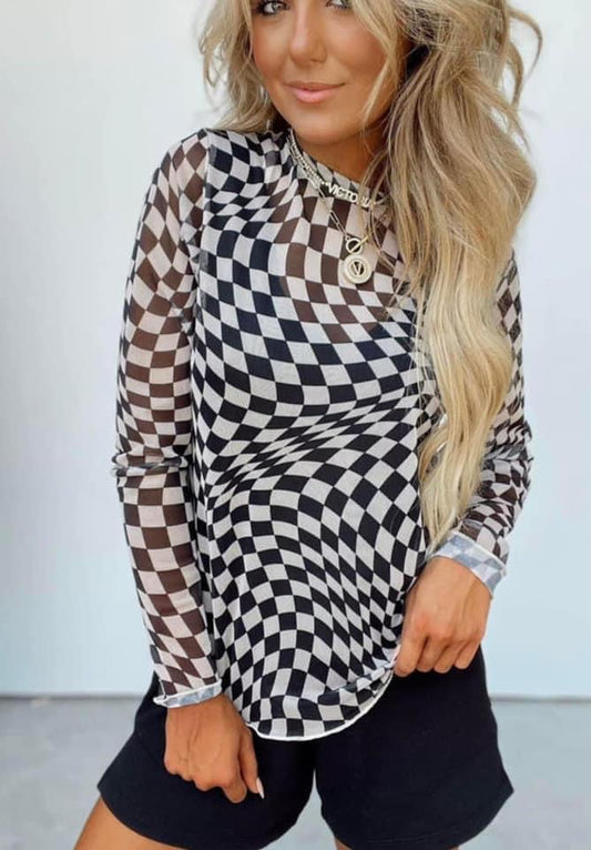 Checkered Mesh Top
