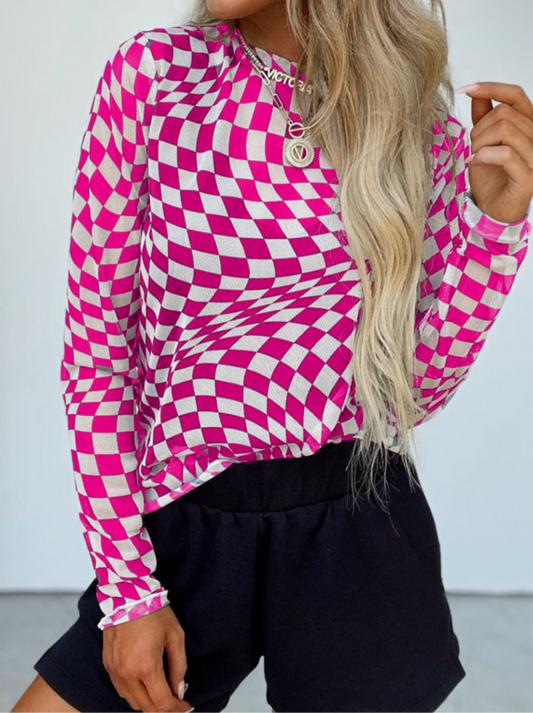 Pink Checkered Mesh