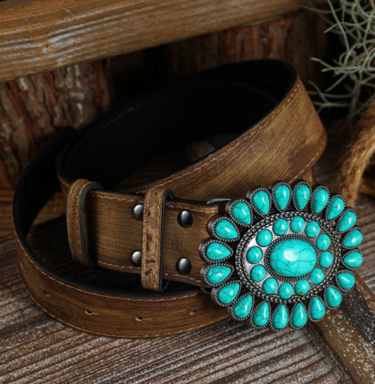 Turquoise Leather Belt
