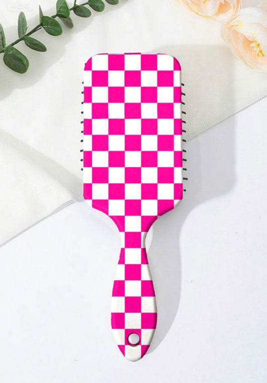 Pink Checkered Hair Brush