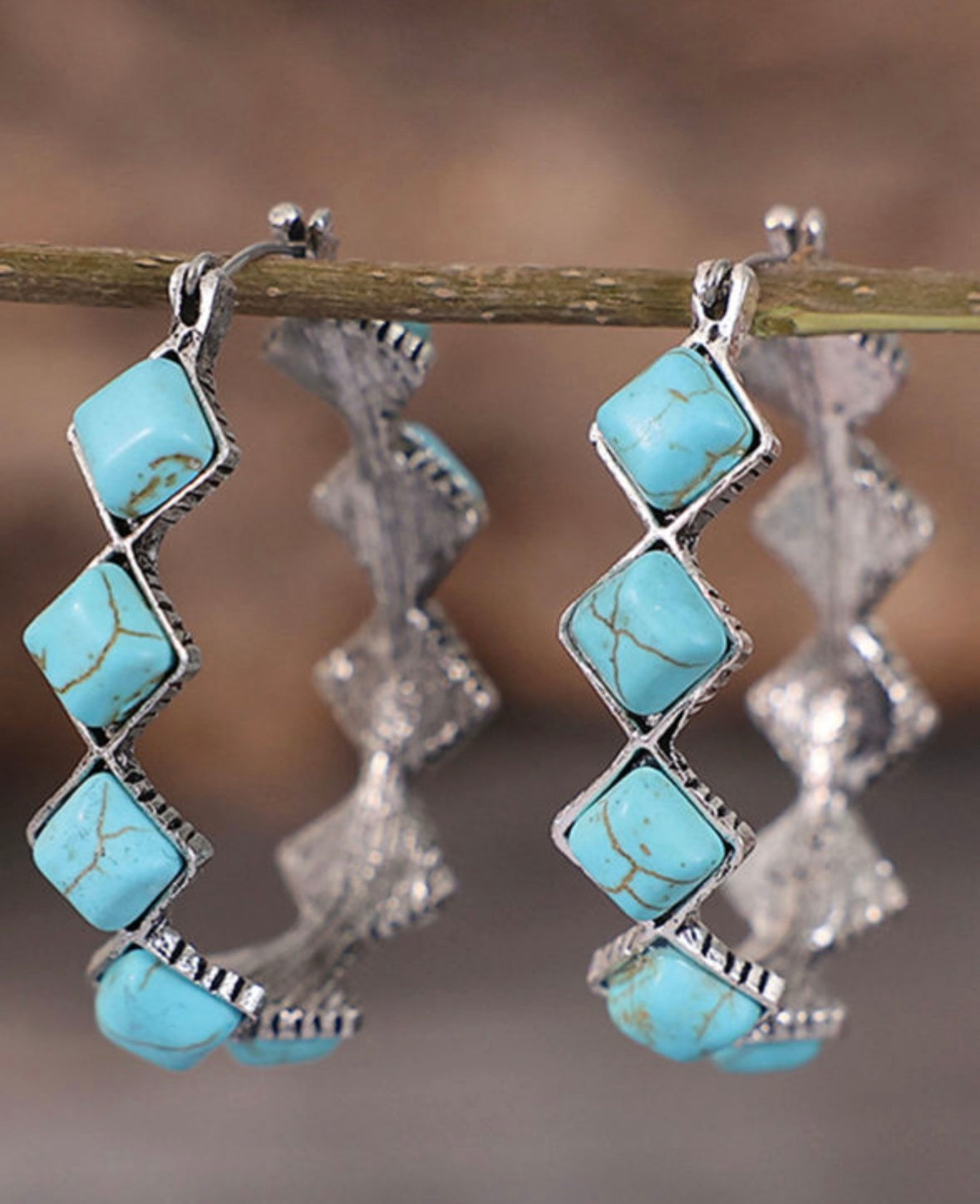 Turquoise Square Earrings